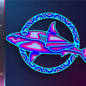 Shark DXF, Laser Cut Templates, Sea Creatures SVG, Cricut Cutting, Multilayered Crafts, Instant Download, Papercut Design