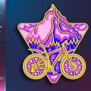 Vélo SVG, monture vélo DXF, silhouette de la montagne, art du cyclisme, découpe laser multicouche, téléchargement immédiat, 5 couches, projets Cricut