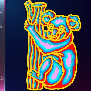 Koala PNG, dierlijke silhouet SVG, instant digitale downloadbestanden, lasergesneden sjablonen, lasersnijprojecten, 5 gelaagd ontwerp, DXF-snede