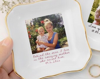 Personalized Jewelry Tray For Mom, Custom Photo Jewelry Tray For Groom’s Mother, Jewelry Tray For Bride’s Mother, Wedding Gift For Mother.