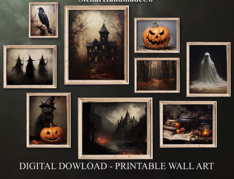 Set of 100+ Vintage Halloween Printable Wall Art, Bundle Digital File ...