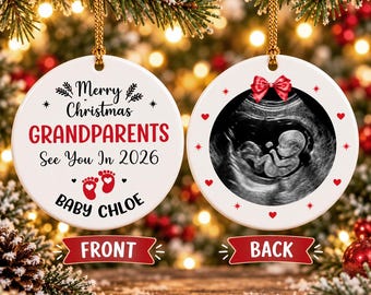 Personalized New Grandparents Ornament, First Christmas As Grandparents Ornament, Gift For Grandparents, Reveal to Grandparents