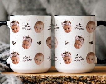 Personalized Photo Mug for Dad, Custom Baby Face Mug I Love You Dad, Father’s Day Gift, Dad Coffee Cup, Gift from Kids