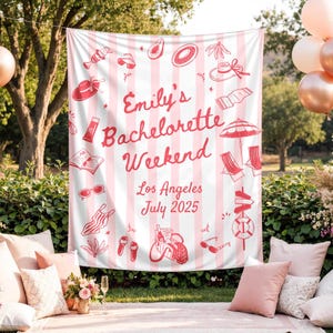 Bachelorette Party Decor, Custom Location Bachelorette Tapestry, Personalized Bachelorette Beach Party Banner, Bachelorette Weekend Backdrop