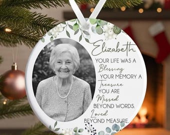 Personalized Memorial Photo Ornament, Remembrance Christmas Ornament, Glass In Loving Memory Gift, Memorial Ornament, Loss of Mom Gift
