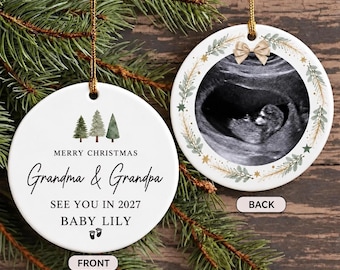 Personalized New Grandparents Ornament, First Christmas As Grandparents Ornament, Gift For Grandparents, Reveal to Grandparents