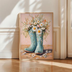Digitaler Download Datei, Cowgirl Stiefel und Blumen Kunst PNG, Vintage Western Wand Kunst PNG, Western Kunst PNG, Western Girl Artwork