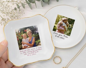 Personalized Jewelry Tray For Mom, Custom Photo Jewelry Tray For Groom’s Mother, Jewelry Tray For Bride’s Mother, Wedding Gift For Mother.