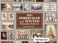 Bundle Of 150+ Vintage Christmas Printable Wall Art, Digital Xmas Prints, Winter Wall Arts, Santa Claus Print, Farmhouse Holiday Decor