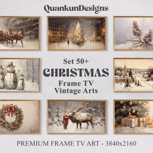 Christmas Samsung Frame TV Art, Christmas Frame TV Vintage Art Set Of 50, The Frame tv art winter, Samsung Frame TV Set Christmas