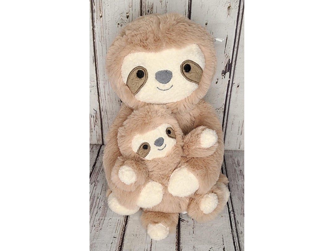 15" Cloud Island Brown Sloth W/ Baby Plush Mini Rattle Stuffed Animal ...