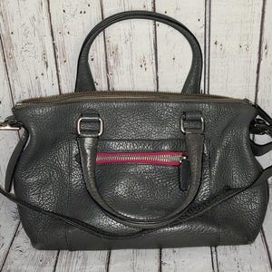 Vtg COACH Legacy Graphite Berry Grey Textured Leather &quot;Molly&quot; Satchel Bag #21140