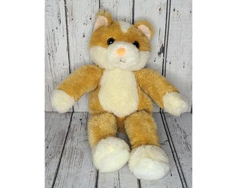 15" vintage dieren en oranje kat bruin witte pluche lange poten knuffeldier 2015