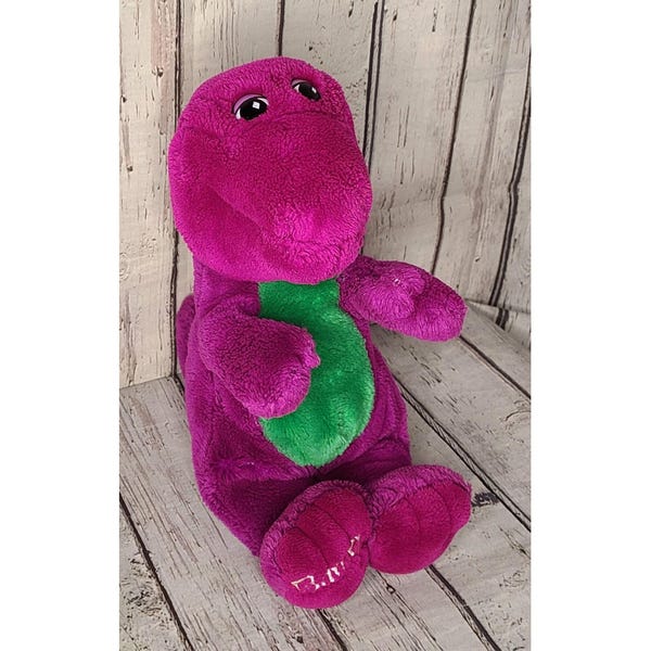 12" HTF Vintage Original 1992 Lyons Group Barney Dinozaur Pluszowy Zwierzak Zamknięty Pysk