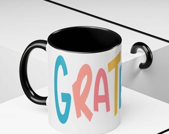 Grateful Bright Lettering Mug | Accent Coffee Mug 11oz 15oz