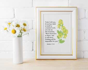 Matthew 17:20 Faith Like a Mustard Seed Wall Art Printable