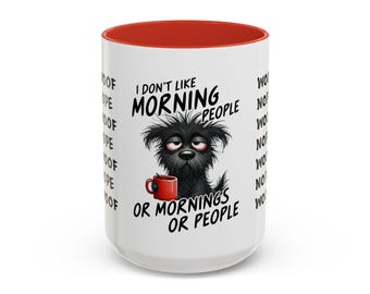 Grumpy Dog with Coffee Mug Accent Coffee