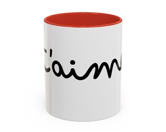 Je t'aime Heart Accent Coffee Mug | Love Heart Script