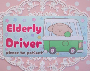 Adesivo per auto "Autista anziano", regalo divertente per il nonno, regalo unico per il padre, regalo per lo zio, autista anziano, autista senior, adesivo divertente per auto