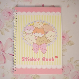 Kawaii Animal A5 Reusable Sticker Book: Pastel Yellow Organizer