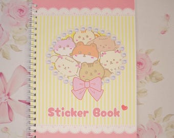 Kawaii Animal A5 Reusable Sticker Book: Pastel Yellow Organizer