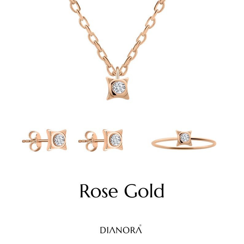 14K Solid Gold Jewelry Set: Fatima Hand Necklace, Ring & Earrings image 7
