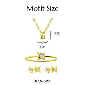 14K Solid Gold Jewelry Set: Fatima Hand Necklace, Ring & Earrings image 5