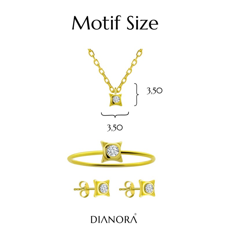 14K Solid Gold Jewelry Set: Fatima Hand Necklace, Ring & Earrings image 5