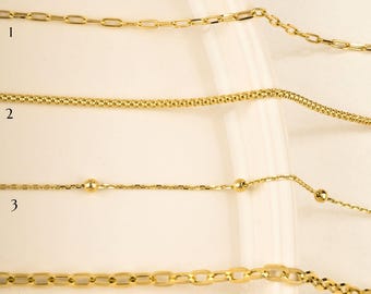 14k Solid Gold Charm Holder Chain: Carabiner Motif Chain