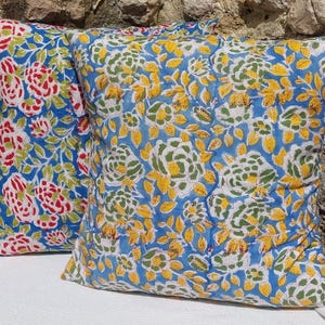 Hand printed lightweight cotton cushion cover