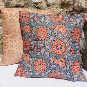 Hand printed lightweight cotton cushion cover
