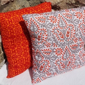 Hand printed lightweight cotton cushion cover