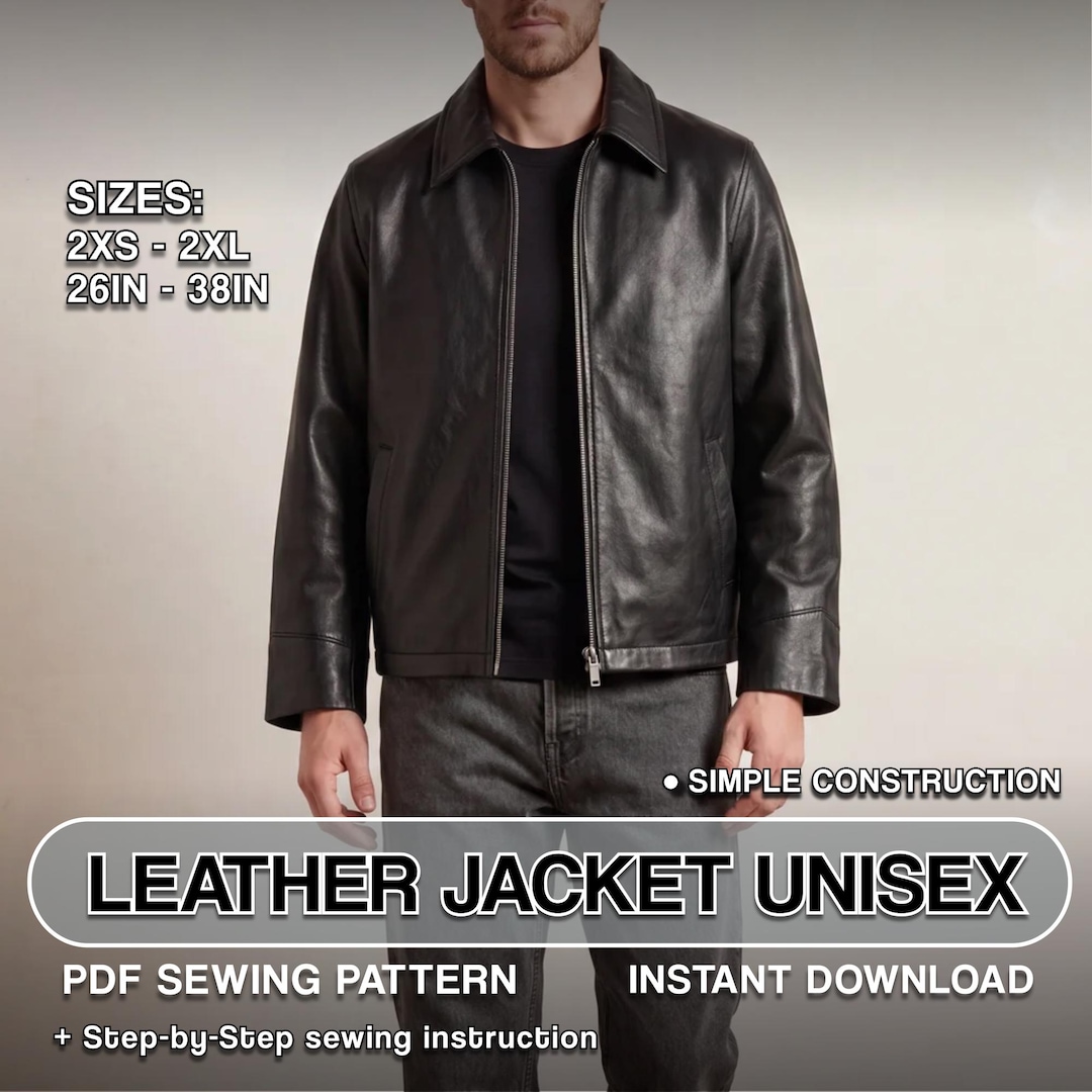 Leather Jacket PDF Pattern – Unisex Outerwear Template, Oversized ...