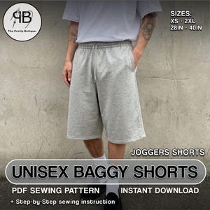 Oversized Shorts Sewing Pattern PDF: Unisex Baggy Jorts with Pockets (XS-XXL Digital Download