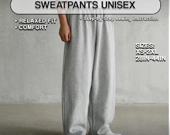 Baggy Sweatpants Sewing Pattern  – Unisex Pants – DIY Joggers – Easy Digital Pattern – XS / XXL – Printable A4 pdf - Man Woman Trousers