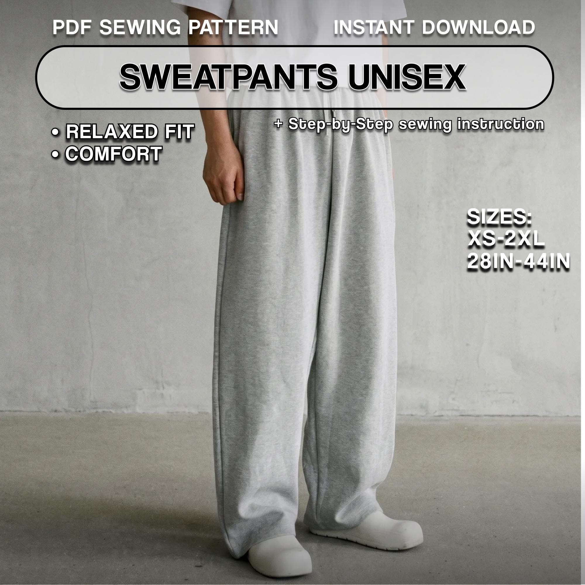 Baggy Sweatpants Sewing Pattern – Unisex Pants – DIY Joggers