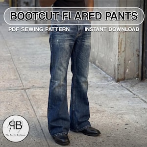 Cartamodello PDF per pantaloni svasati a zampa d'elefante: pantaloni unisex fai da te (taglie 2XS-4XL)