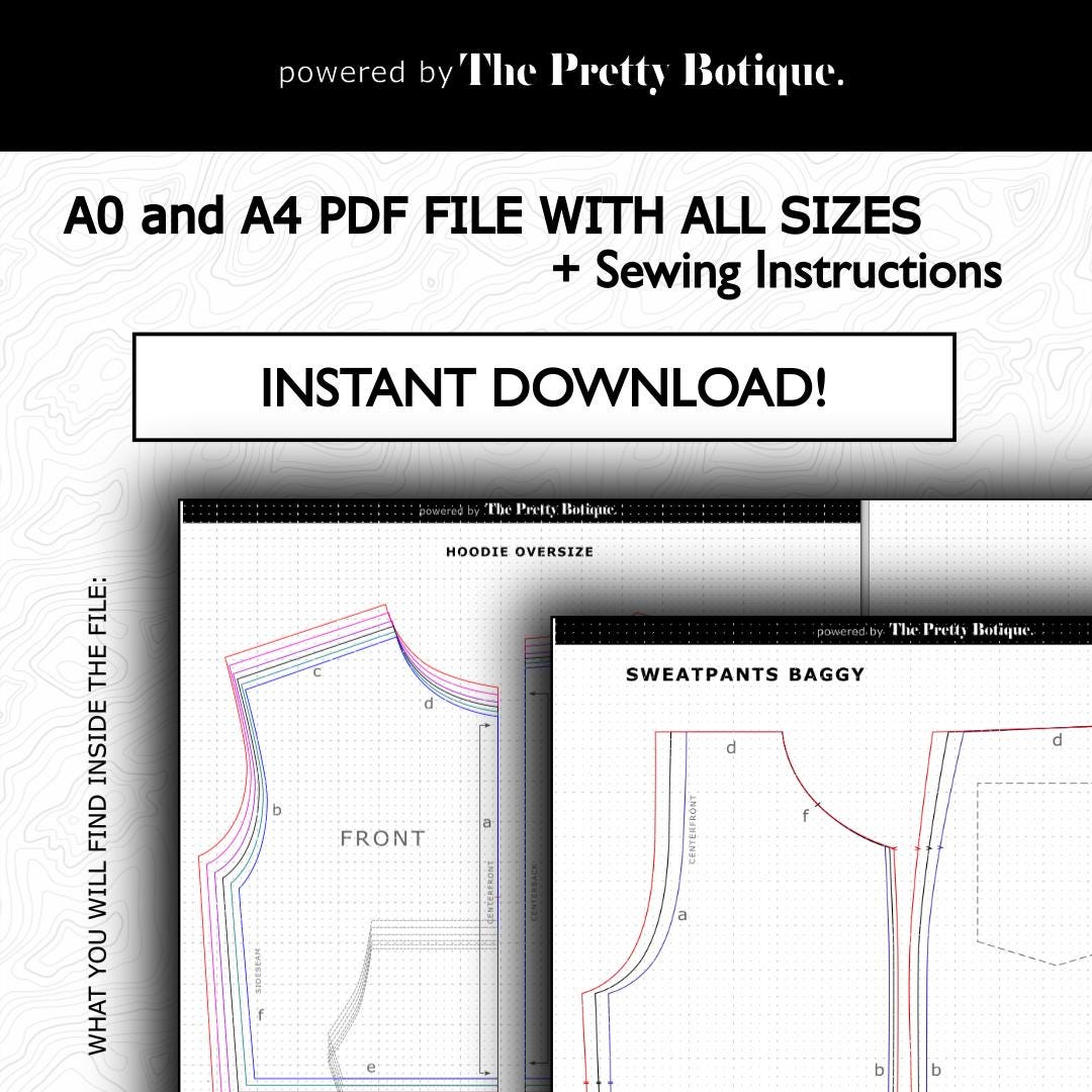 Tracksuit Pattern Pdf Oversized Sweatsuit Sewing Pattern Set – Hoodie & Boxy Sweatpants PDF ...