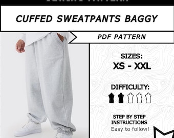 Cuffed Joggers Sewing Pattern PDF: Unisex Relaxed Sweatpants (XS-XXL)