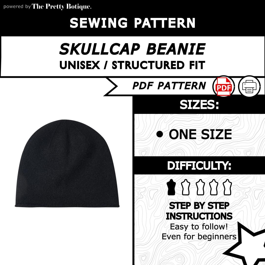 Skullcap Sewing Pattern PDF | Minimal Beanie Hat Pattern | Stretch