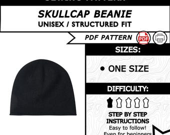 Skullcap Sewing Pattern PDF | Minimal Beanie Hat Pattern | Stretch Fabric Headwear | DIY Streetwear Accessory