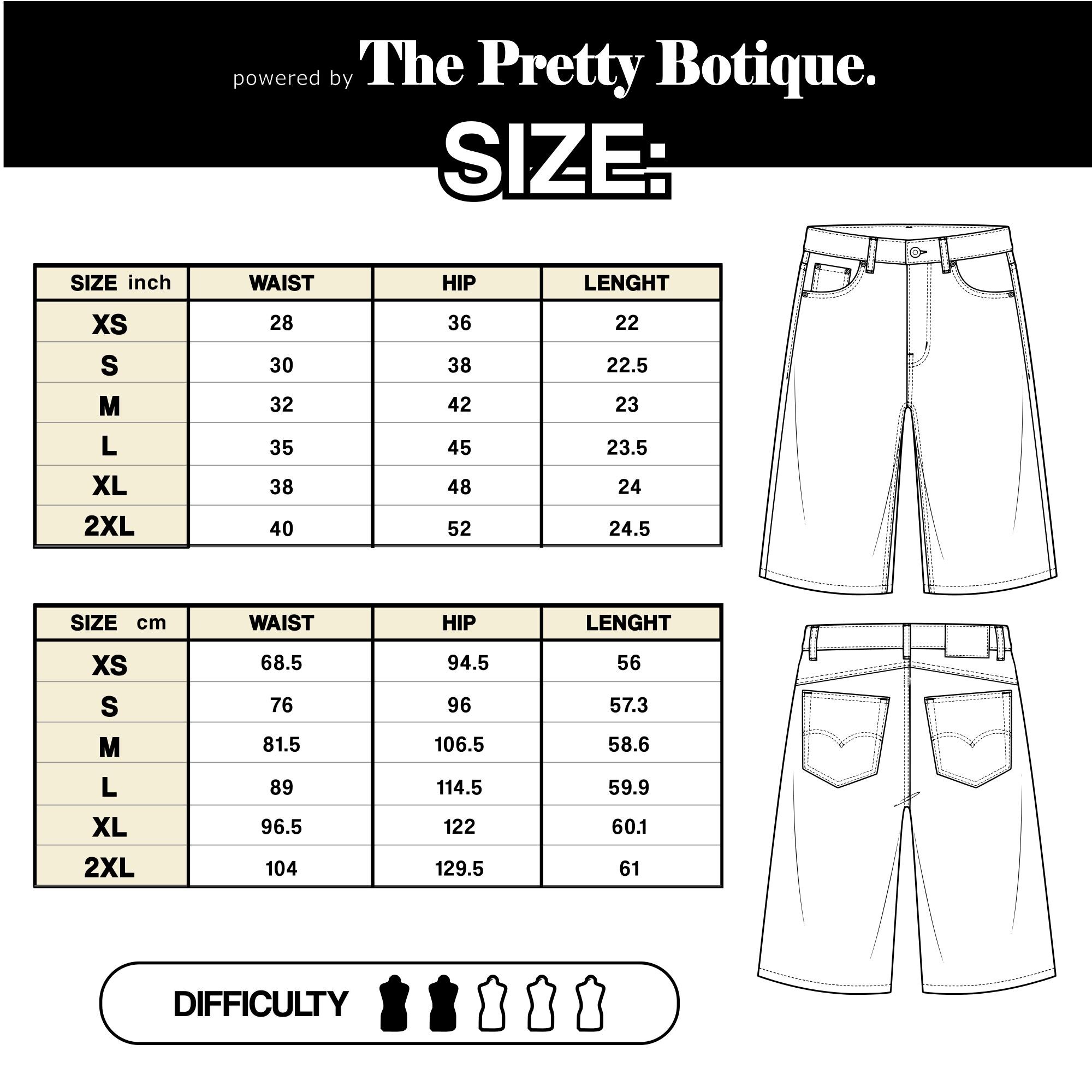 Oversized Jorts Sewing Pattern PDF: Unisex Baggy Denim Shorts (A4 ...