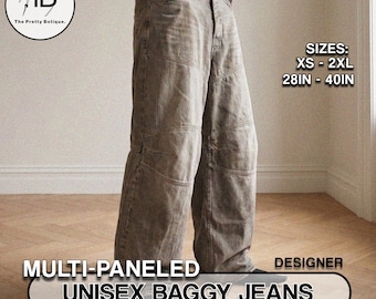 Multi-Panel Baggy Jeans Sewing Pattern | Designer-Inspired Denim PDF | A0 & A4 Printable | Sizes XS–2XL