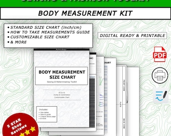 Body Measurement Chart: Sewing & Fashion Design Toolkit (Printable PDF Download)