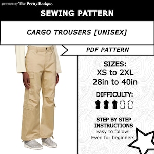 Baggy Cargo Pants Sewing Pattern: Unisex Streetwear Trousers (PDF Download XS-XXL)