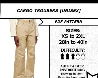 Baggy Cargo Pants Sewing Pattern: Unisex Streetwear Trousers (PDF Download XS-XXL)