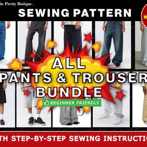 Pacchetto di modelli di cucito per pantaloni: jeans, cargo, pantaloni della tuta, pantaloncini (download digitale PDF)