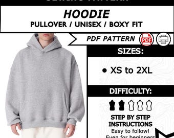 Oversized Hoodie Sewing Pattern – Unisex Streetwear DIY (PDF)