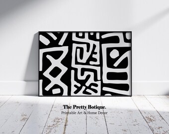 Minimalist Kuba Art Print: African Tribal Decor (PNG Digital Download)