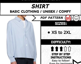 Oversized Long Sleeve Shirt Sewing Pattern | Modern Streetwear Clothes PDF | Unisex DIY Fashion